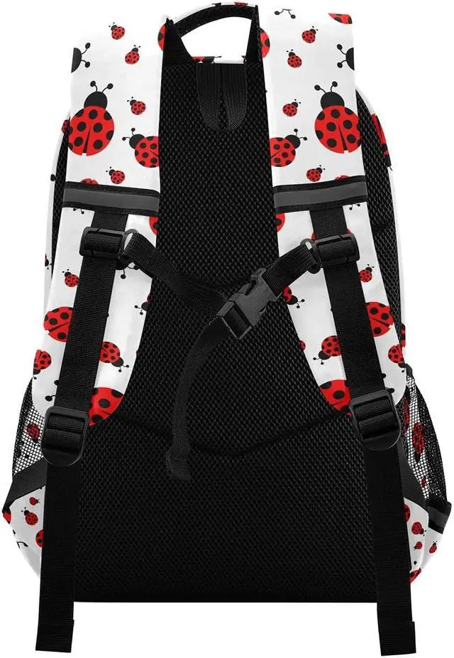 Alt view image 2 of 5 - MNSRUU School Backpack with Chest Strap, Cute Red Ladybug Laptop Backpack, Travel Hiking Backpack for Boys Girls, Rucksack, Knapsack One Size