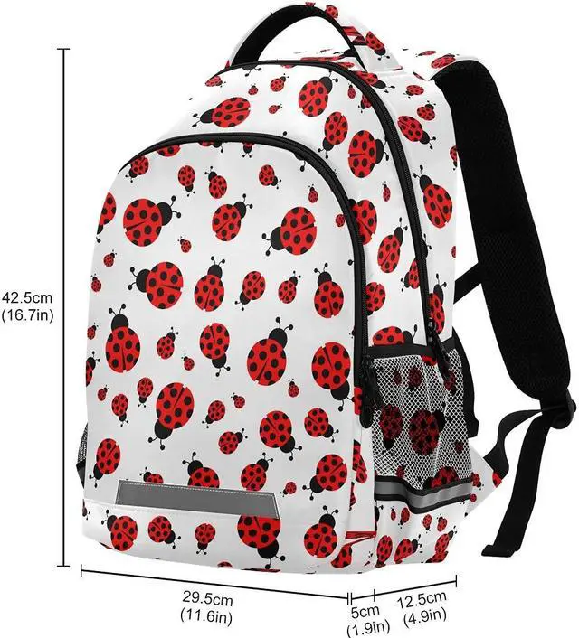 Alt view image 3 of 5 - MNSRUU School Backpack with Chest Strap, Cute Red Ladybug Laptop Backpack, Travel Hiking Backpack for Boys Girls, Rucksack, Knapsack One Size