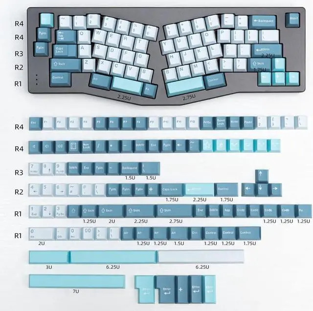 Main image of mintcaps Keycaps 173 Keys Cherry Profile Doubleshot Blue Keycap Full Set Custom Keyboard Keycaps ISO ANSI for 60% 65% 70% 75% 100% Cherry MX Gateron Kailh Switches Mechanical Keyboards