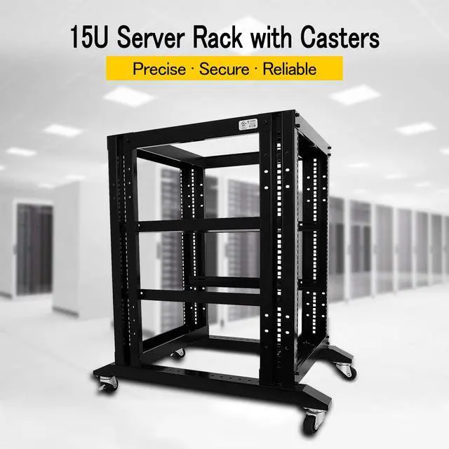 Alt view image 2 of 5 - Raising Electronics Server Rack Open Frame Rack 4 Post 19 inch Adjustable Server/Audio Rack Cold Rolled Steel(15U,31 Depth)