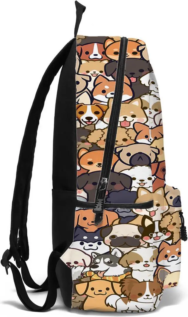 Alt view image 5 of 5 - ROVOZAR Funny Dog School Backpack for Girls Boys Bookbag, 17 Inch Dog Laptop Backpack, Dogs Animals Theme Back Pack for School Travel Hiking Camping