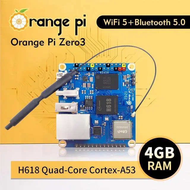 Alt view image 2 of 5 - Orange Pi Zero 3 4GB LPDDR4 Allwinner H618 Quad-Core 64 Bit Single Board Computer with 16MB SPI Flash,Support WiFi BT5.0, Development Board Computer Run Android 12 TV/Ubuntu(4G+Expansion Board+Power)