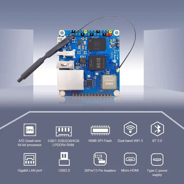 Alt view image 3 of 5 - Orange Pi Zero 3 4GB LPDDR4 Allwinner H618 Quad-Core 64 Bit Single Board Computer with 16MB SPI Flash,Support WiFi BT5.0, Development Board Computer Run Android 12 TV/Ubuntu(4G+Expansion Board+Power)