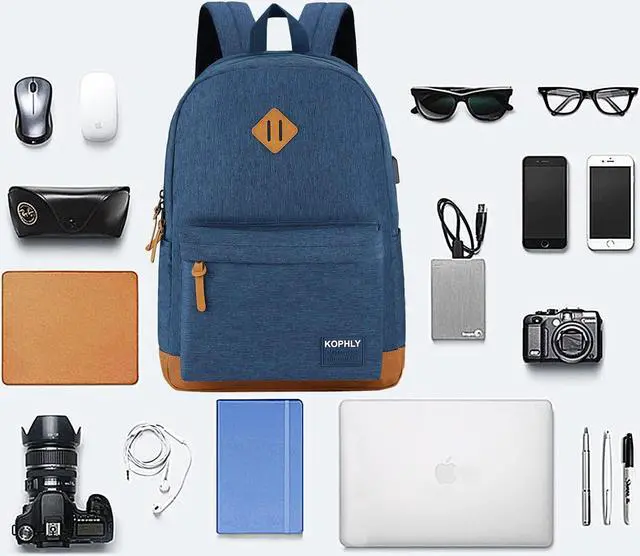 Alt view image 4 of 5 - SUPACOOL Lightweight Laptop Backpack with USB Charging Port for Men and Women, Double Layers Backpack for College, Work, Travel, Casual(Navy Blue)