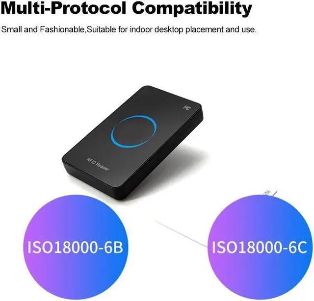 Alt view image 2 of 5 - Smart USB UHF RFID Reader 915Mhz, USB Desktop Contactless Card Reader Writer, Electronic Tag Access Card Reader for ISO180006C/ISO180006B Label