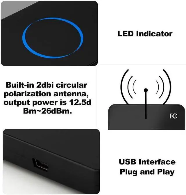 Alt view image 3 of 5 - Smart USB UHF RFID Reader 915Mhz, USB Desktop Contactless Card Reader Writer, Electronic Tag Access Card Reader for ISO180006C/ISO180006B Label