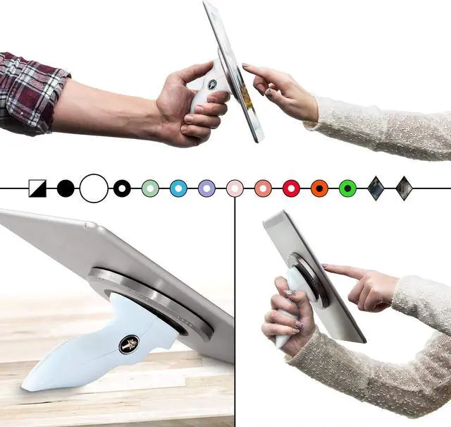 Alt view image 2 of 5 - TORCHGRIP Universal Tablet Stand for Desk, Lap, Pillow, Bed and Tablet Handle, Mobile Compatible with iPad, Samsung and Most Other Tablets, Made in USA (White/White)