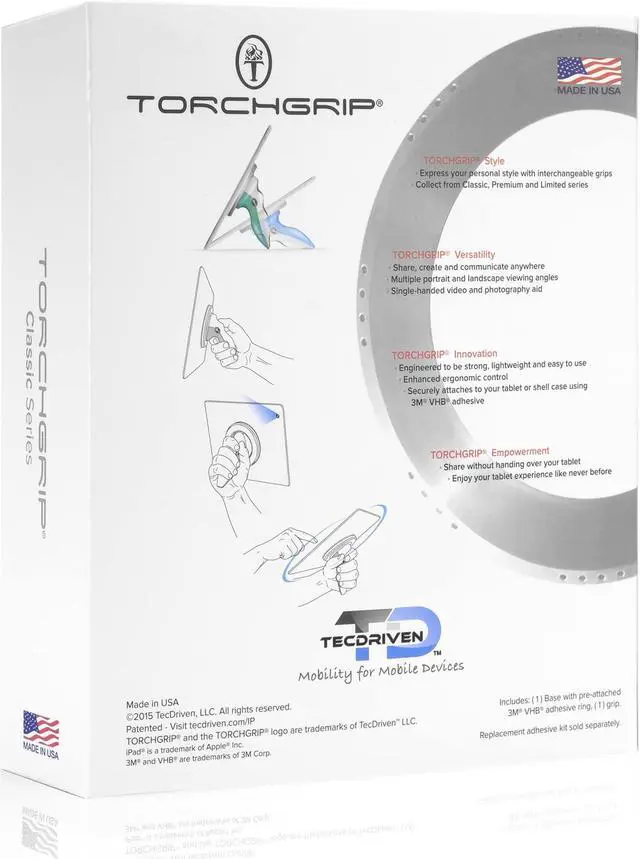 Alt view image 5 of 5 - TORCHGRIP Universal Tablet Stand for Desk, Lap, Pillow, Bed and Tablet Handle, Mobile Compatible with iPad, Samsung and Most Other Tablets, Made in USA (White/White)