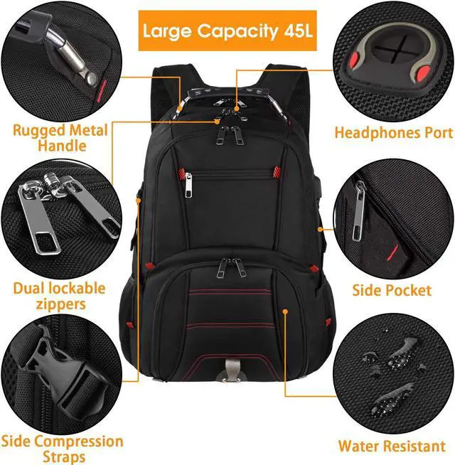 Alt view image 3 of 5 - LTINVECK Travel Laptop Backpack, Extra Large Backpack for Men Women with USB Charging Port, TSA Friendly Heavy Duty Big Business Computer Bag Tech Backpacks Bag Fit 17 Inch Laptops, RFID Backbag