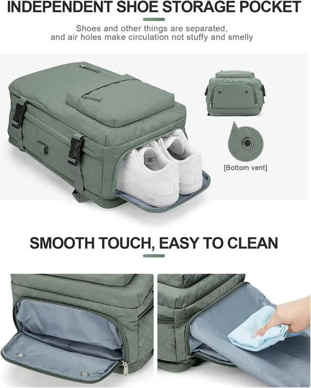 Alt view image 5 of 5 - VGCUB Large Travel Backpack for Women Men, Carry on Backpack Airline Approved Gym Backpack Waterproof Business Laptop Daypack,Army Green