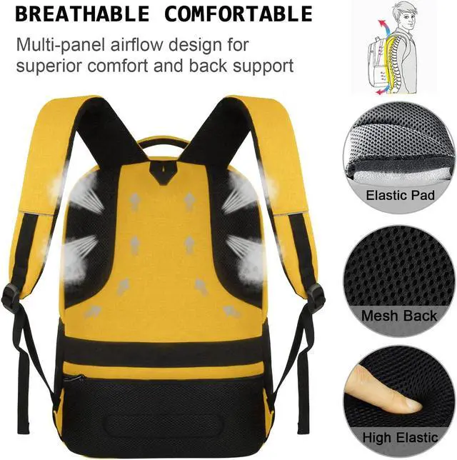 Alt view image 4 of 5 - Laptop Backpack,Business Travel Anti Theft Slim Durable Laptops Backpack with USB Charging Port,Water Resistant College Computer Bag for Women & Men Fits 15.6 Inch Laptop and Notebook-Yellow