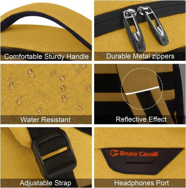 Alt view image 5 of 5 - Laptop Backpack,Business Travel Anti Theft Slim Durable Laptops Backpack with USB Charging Port,Water Resistant College Computer Bag for Women & Men Fits 15.6 Inch Laptop and Notebook-Yellow