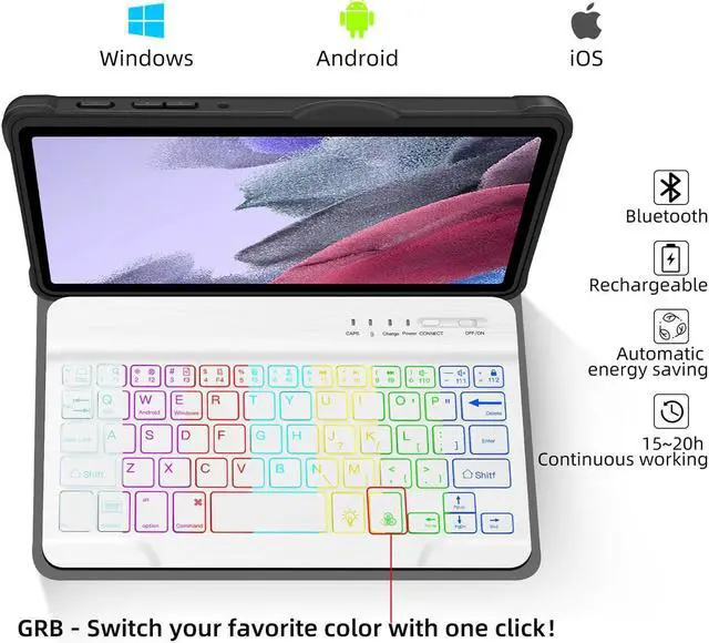 Alt view image 3 of 5 - Backlit Keyboard Case for Samsung Galaxy Tab A7 Lite 8.7 Inch 2021, for A7 Lite SM-T220/T225/T227, Detachable Bluetooth Tablet Keyboard Case, Travel and Mobile Office Friendly Rose Gold