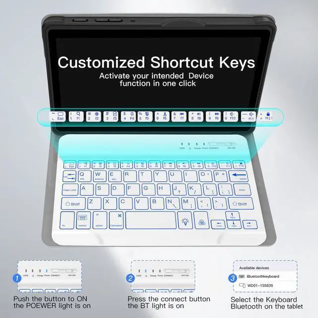 Alt view image 5 of 5 - Backlit Keyboard Case for Samsung Galaxy Tab A7 Lite 8.7 Inch 2021, for A7 Lite SM-T220/T225/T227, Detachable Bluetooth Tablet Keyboard Case, Travel and Mobile Office Friendly Rose Gold