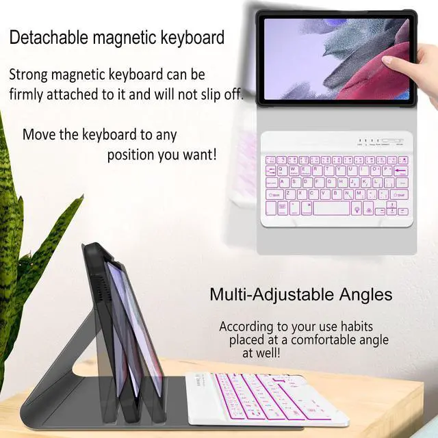 Alt view image 4 of 5 - Backlit Keyboard Case for Samsung Galaxy Tab A7 Lite 8.7 Inch 2021, for A7 Lite SM-T220/T225/T227, Detachable Bluetooth Tablet Keyboard Case, Travel and Mobile Office Friendly Rose Gold