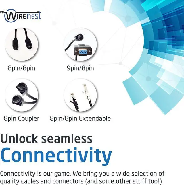 Alt view image 5 of 5 - Wirenest 25ft VISCA PTZ Daisy Chain Camera Control Cable for Sony EVI/BRC/SRG Series RS232 8 Pin Mini DIN to 8 Pin Mini DIN Serial