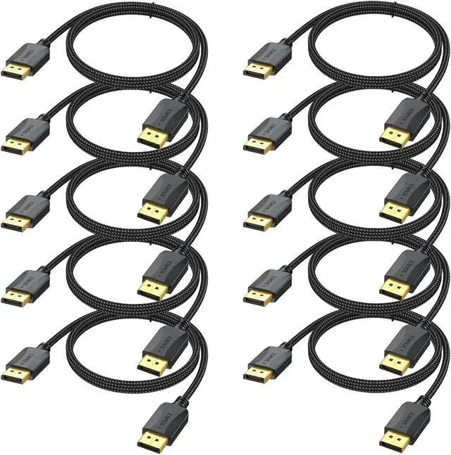 Main image of XiAyriky DisplayPort to DisplayPort Cable 1.5 FT, 10-Pack Thin DP Display Port Cable Adapter Male to Male 4K, 2k@165Hz/ 144Hz for Computer, Docking Station, Monitor and More