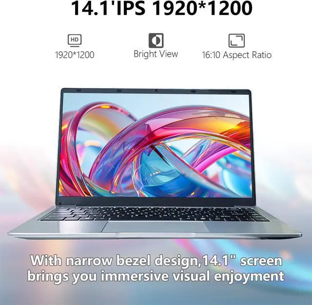 Alt view image 2 of 5 - XINHENGTAI Windows Laptop Computer, 14.1 Inch Quad Core Laptop Notebook Windows 11 Traditional Laptop Computers with 6GB DDR4 256GB SSD 2.4/5G WiFi BT4.0 HDMI USB 3.0, Large Battery Capacity