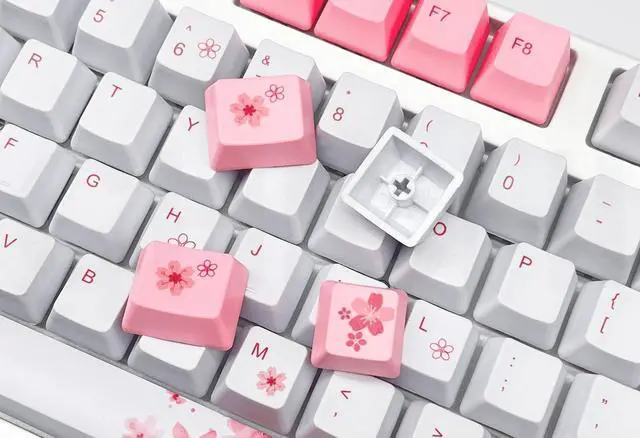 Alt view image 5 of 5 - ZMX Cherry Blossom Pink Keycaps,PBT Dye Sub OEM Profile Cute Flower Keycaps Full Size 134 Keys Custom keycap Set for Cherry MX Switches 104 60% 75% Mechanical Gaming Keyboard DIY keycaps