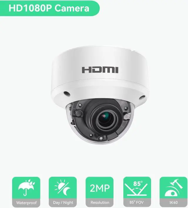 Alt view image 2 of 5 - LINOVISION HD1080P HDMI Security Camera with HDMI or VGA Output, Display HD Video Directly on TV or HDMI Monitor Without Delay, HDTVI Loopout for Continuous Recording in DVR, 2.8mm Fixed Lens