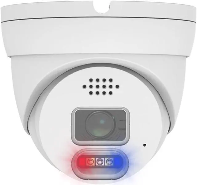 Main image of GW Security 4K 8MP 2-Way Audio Full-Time Color Night Vision Outdoor/Indoor PoE IP Turret Security Camera with Blue/Red Alarm Light (GW8595DFIP)