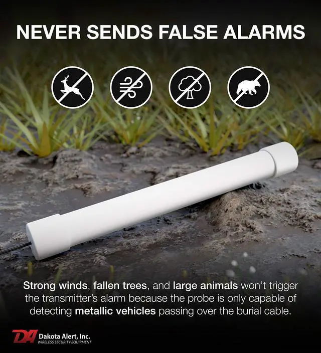 Alt view image 4 of 5 - Dakota Alert Driveway Alarm Sensor - DCPT-4000 Driveway Alarms Wireless Outside Weatherproof Vehicle Sensor, 1 Mile Long Range Sensors, Vehicle Detecting Probe Transmitter & 50' Direct Burial Cable
