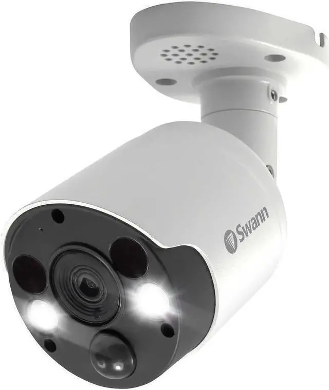Alt view image 5 of 5 - Swann Indoor/Outdoor Home Security 4K Ultra HD NVR Wired Bullet Camera and Spotlight, Color Night Vision, Heat & Motion Sensing Light, 2-Way Audio, Siren, Compatible w/NVR w/PoE, SWNHD-887MSFB 2 Pack