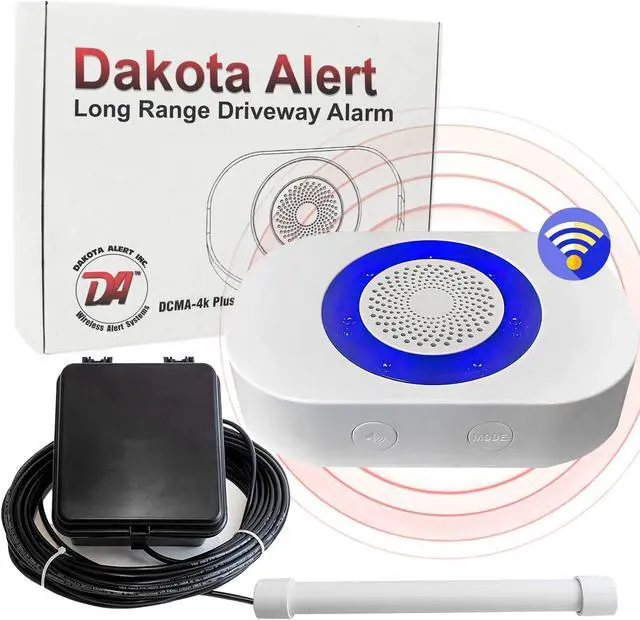 Main image of Dakota Alert Driveway Alarm Sensor - DCPA-4k Plus Driveway Alarms Wireless Outside Weatherproof Alert System, 1-Mile-Long Range Sensors, Receiver & Vehicle Detecting Probe Transmitter & 50' Wire