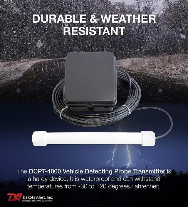 Alt view image 4 of 5 - Dakota Alert Driveway Alarm Sensor - DCPA-4k Plus Driveway Alarms Wireless Outside Weatherproof Alert System, 1-Mile-Long Range Sensors, Receiver & Vehicle Detecting Probe Transmitter & 50' Wire
