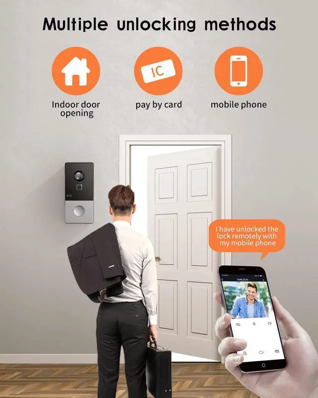 Alt view image 2 of 5 - Wired PoE IP Video Intercom Kit Door Phone/Bell 7-inch Colorful TFT Screen 2MP Video Doorbell Camera with Two-Way Audio, 2.4GHz WiFi, Night Vision, Compatible with Connect APP, KIS603-P