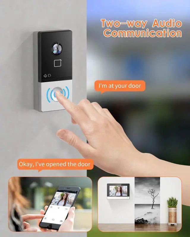 Alt view image 4 of 5 - Wired PoE IP Video Intercom Kit Door Phone/Bell 7-inch Colorful TFT Screen 2MP Video Doorbell Camera with Two-Way Audio, 2.4GHz WiFi, Night Vision, Compatible with Connect APP, KIS603-P