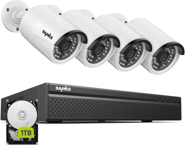Main image of SANNCE 8CH 4K PoE Home Security Camera System, 4pcs Wired 3MP Outdoor PoE Cameras, 3MP 8-Channel NVR Security System with 1TB HDD for 24/7 Recording, Smart Playback, Instant Email Alert with Images