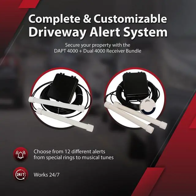 Alt view image 2 of 5 - Dakota Alert Driveway Alarm System -DUAL-4000, Includes DCR-4000 Receiver & DAPT-4000 Transmitter, Detects Inbound & Outbound Traffic, Driveway Alarms Weatherproof, 1 Mile Long Range Wireless