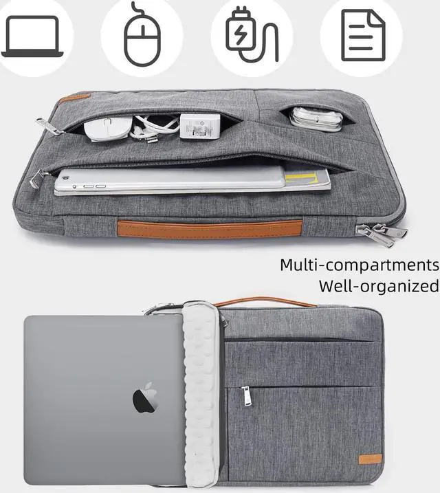 Alt view image 5 of 5 - KINGSLONG 13.3 inch Laptop Sleeve Bag, Slim Shockproof Handbag, Computer Carrying Case Cover Compatible with MacBook Air/Pro Acer Asus Dell HP, Grey