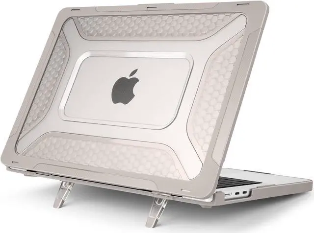 Alt view image 3 of 5 - Batianda Case for New MacBook Air 13.6 inch 2025 M4 2024 2022 Release A3240 A3113 A2681 Model,Honeycomb Heavy Duty Protective Hard Shell with TPU Bumper Fold Kickstand & Keyboard Cover, Rock Gray