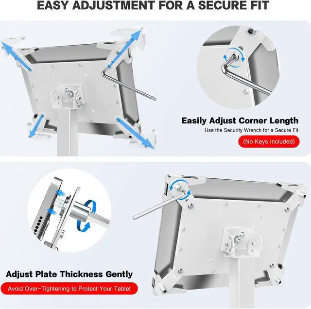 Alt view image 3 of 5 - AboveTEK Security iPad Kiosk Floor Stand, Anti-Theft POS Tablet Stand for Retail Business, Height Adjustable Tablet Floor Stand, 360deg Swivel Universal Locking Holder Fits 9.7"-13" iPad/iPad Pro/Air