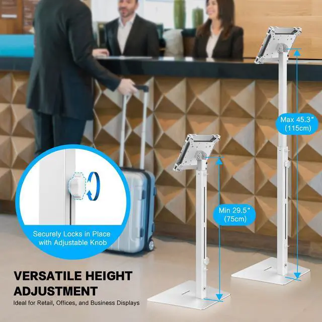 Alt view image 4 of 5 - AboveTEK Security iPad Kiosk Floor Stand, Anti-Theft POS Tablet Stand for Retail Business, Height Adjustable Tablet Floor Stand, 360deg Swivel Universal Locking Holder Fits 9.7"-13" iPad/iPad Pro/Air
