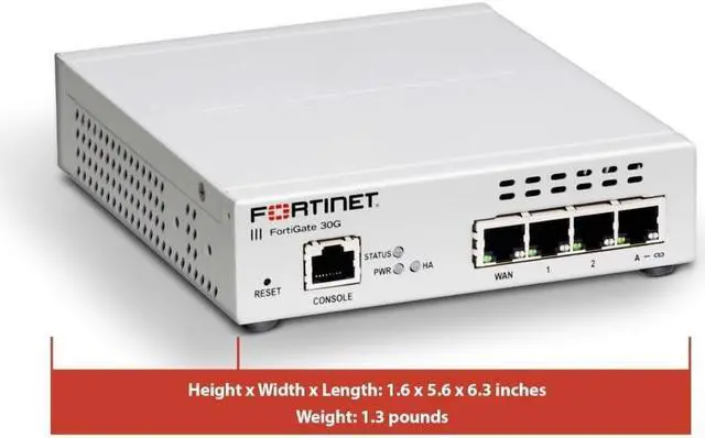 Alt view image 3 of 5 - Fortinet FortiGate-30G Firewall for Small Offices with 4 Gigabit Ethernet RJ45 Ports (FG-30G)