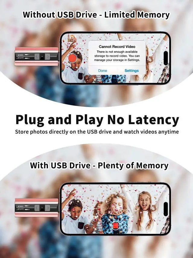 Alt view image 4 of 5 - EATOP 256GB Flash Drive Intended for iPhone iPad Android and Computers, 4 in 1 Photo Stick for Phone Memory Storage Easily Backup Photos Videos, Plug and Play, No Application Required (Light Pink)