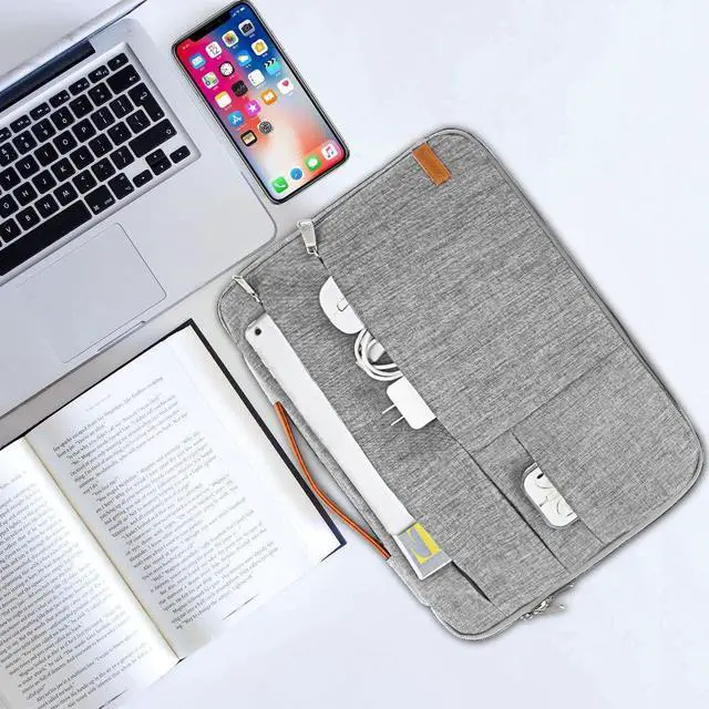 Alt view image 4 of 5 - KINGSLONG 17-17.3 inch Laptop Sleeve Bag, Slim Shockproof Handbag Carrying Case, Notebook Computer Cover Fit for Acer Asus Dell HP Grey