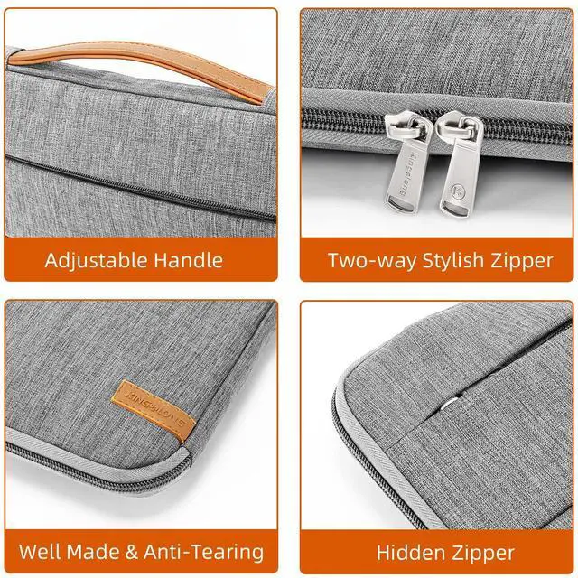 Alt view image 2 of 5 - KINGSLONG 17-17.3 inch Laptop Sleeve Bag, Slim Shockproof Handbag Carrying Case, Notebook Computer Cover Fit for Acer Asus Dell HP Grey