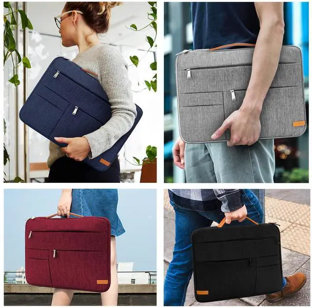 Alt view image 5 of 5 - KINGSLONG 17-17.3 inch Laptop Sleeve Bag, Slim Shockproof Handbag Carrying Case, Notebook Computer Cover Fit for Acer Asus Dell HP Grey