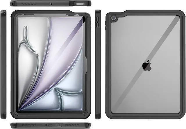 Alt view image 5 of 5 - Sahara - Oasis Series Waterproof Case for iPad Air 13" (M2 2024/M3 2025), Clear/Black, (TB00417)