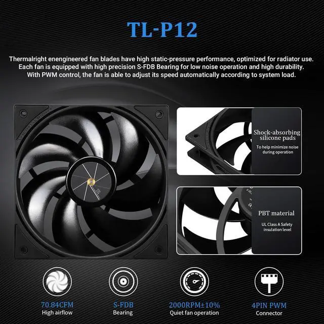 Alt view image 5 of 5 - Thermalright FW240 Black CPU AIO Cooler,PC 240 Specification Water Cooler System,IPS LCD Screen with 320*240 Resolution,for AM5&Intel LGA1700/1851,High Performance Pump,Comes with 2.4-inch LCD Display