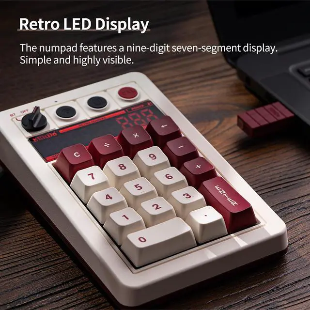 Alt view image 5 of 5 - AKNES 8Bitdo Retro 18 Mechanical 2-in-1 PC Calculating Numpad, Bluetooth/2.4G/Wired for Windows and Android - Fami Edition
