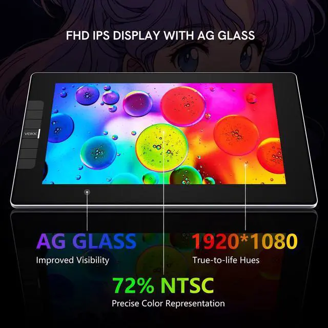 Alt view image 2 of 5 - VEIKK VK1200 V2 Drawing Tablet with Screen,11.6 Inch Full-Laminated Graphic Drawing Monitor,2 Battery-Free Pen and Tilt Function,6 Customized Keys,Anti-Glare Glass(Must be Connected to a PC to Work)