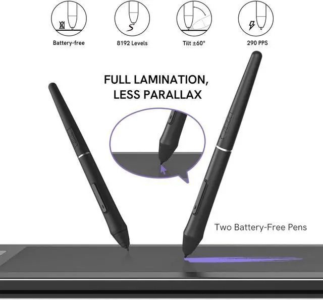 Alt view image 3 of 5 - VEIKK VK1200 V2 Drawing Tablet with Screen,11.6 Inch Full-Laminated Graphic Drawing Monitor,2 Battery-Free Pen and Tilt Function,6 Customized Keys,Anti-Glare Glass(Must be Connected to a PC to Work)