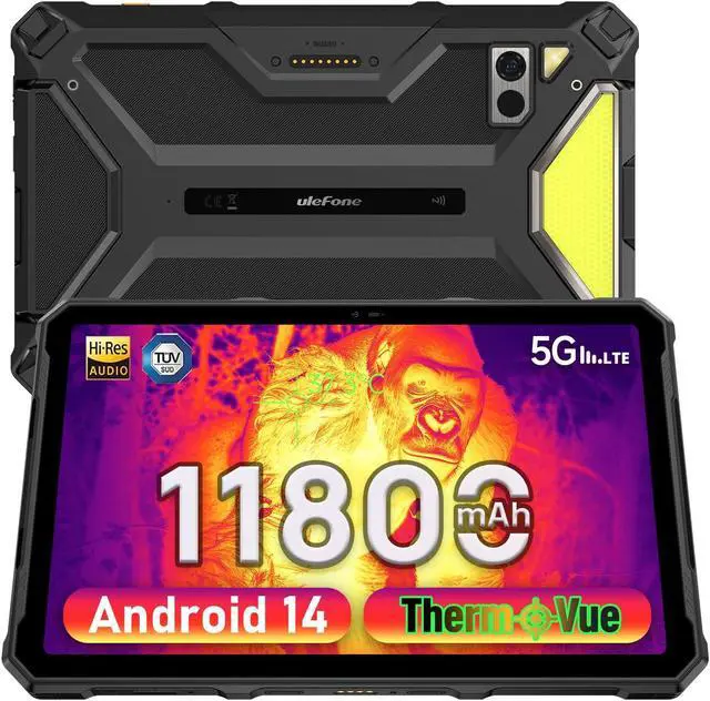 Main image of Ulefone Armor Pad 4 Ultra Thermal Imaging 5G Rugged Tablet, 16GB + 256GB/2TB Expansion Android 14, 10.36" 2K Corning Display, IP68/69K, 11800mAh(33W), 10W Dock Charging, 50MP + 32MP, 1100LM LED Lights