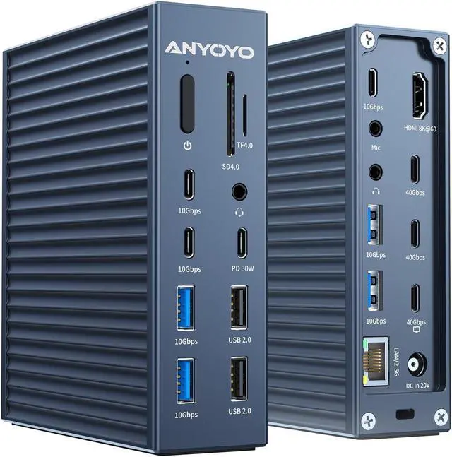 Main image of Thunderbolt 4 Dock - 21 Ports, 8K60Hz HDMI, 2.5GbE Ethernet, SD/TF 4.0, 10Gbps USB C/A 3.2 Gen2, 3.5mm Audio, MacBook Docking Station Dual Monitor, Thunderbolt 4 Dock for Mac M1/M2/M3 Pro/Max