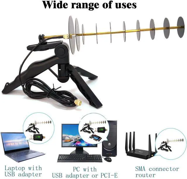 Alt view image 3 of 5 - 2.4G WIFI Yagi Directional Antenna USB Wireless Adapter Laptop Desktop PC Signal Increase Extension Long Distance Reception (USB Adapter and WIFI Antenna)